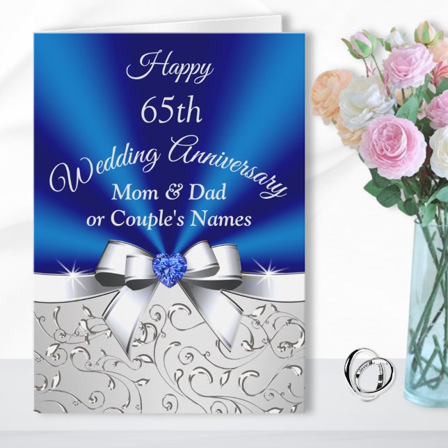 Bonne 65e anniversaire de Mariage Cartes pour les  (65th wedding anniversary cards for parents, grandparents. Sapphire anniversary card for grandparents)