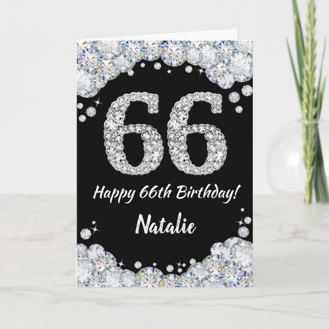Bonne 66e anniversaire Carte de Parties scintillan (Devant)