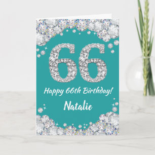 Bonne 66e anniversaire Turquoise et carte de Parti