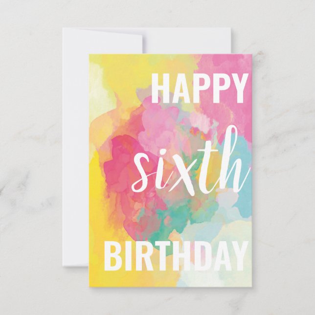 Bonne 6e carte d'anniversaire ("Watercolor Gradien (Devant)
