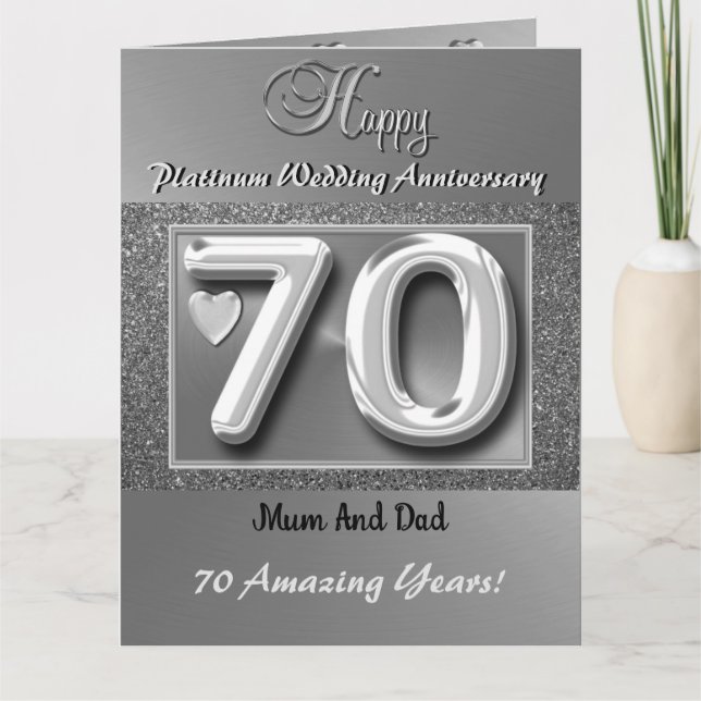 Bonne 70e anniversaire Mariage carte maman et papa (Devant)