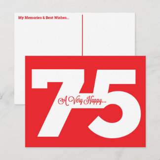 Bonne 75e Anniversaire Carte postale - en rouge