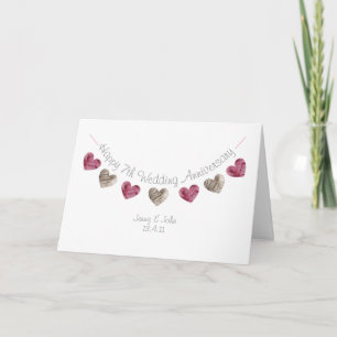 Bonne 7e Mariage Anniversaire carte de coeur de la