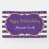 Bonne 90e anniversaire bannière violet et Parties