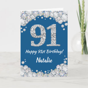 Bonne 91e anniversaire Carte Parties scintillant b