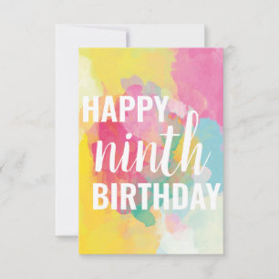 Bonne 9e carte d'anniversaire ("aquarelle dégradée
