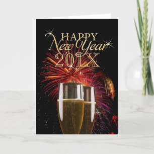 Bonne année 2014 Fireworks Carte Champagne