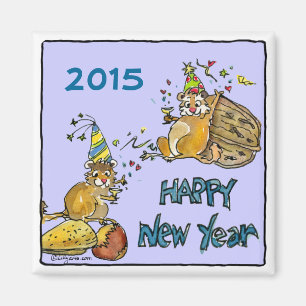Bonne année 2015 Chipmunks Cartoon Magnet