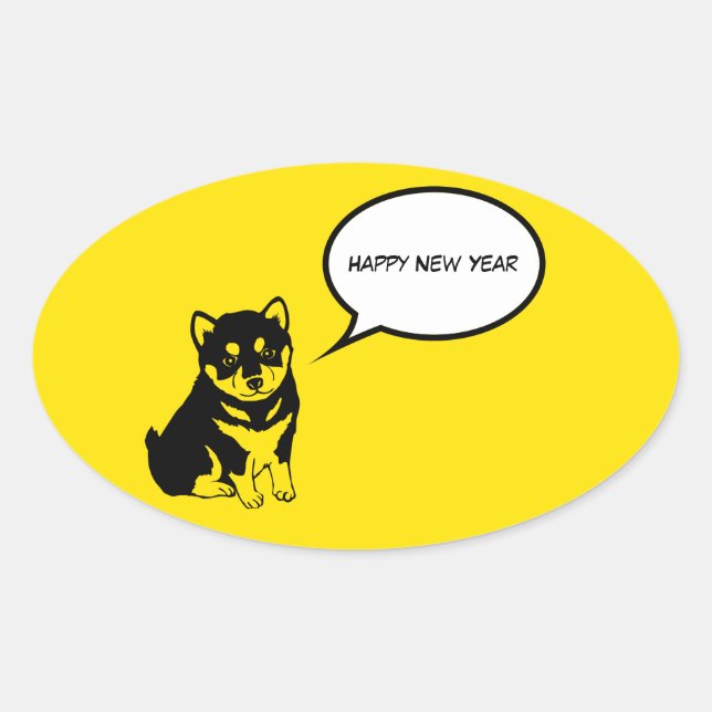 Bonne année 2018 Puppy Oval Sticker (Devant)