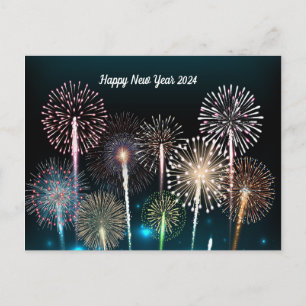 Bonne année 2024 Fireworks Carte postale