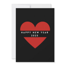 BONNE ANNÉE 2025 Cœur rouge Carte de vœux pour les