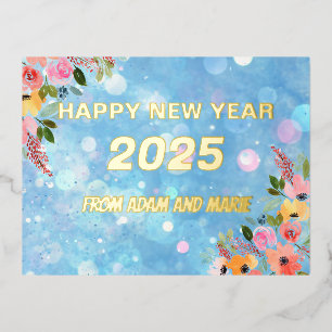 Bonne année 2025 Foil Holiday Carte postale