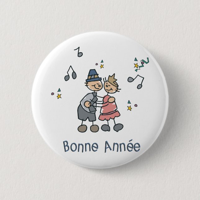 Bonne Annee 2 Inch Round Button (Front)
