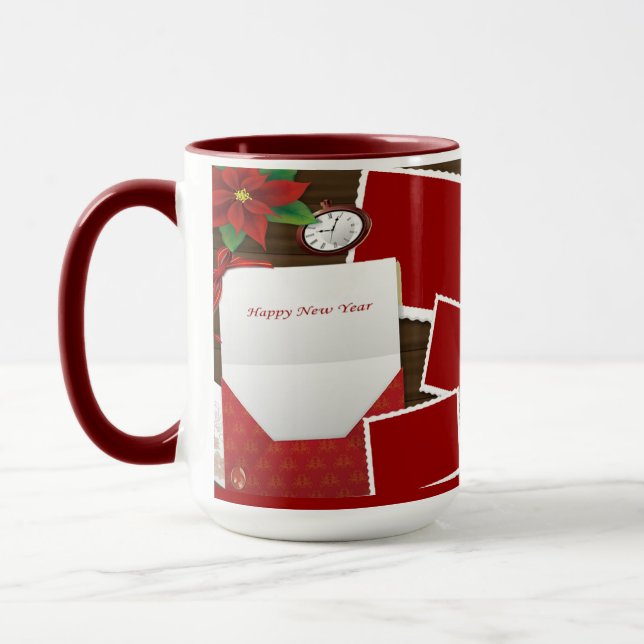 Bonne année avec Holly Ajouter votre photo Mug (Gauche)