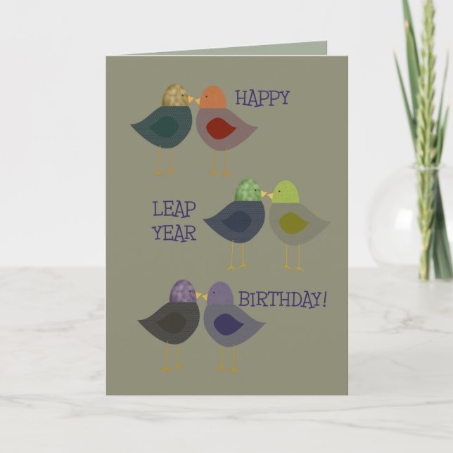 Bonne année bissextile Anniversaire, carte d'oisea (Devant)