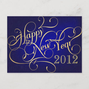 Bonne année Blue Gold Party Invitations