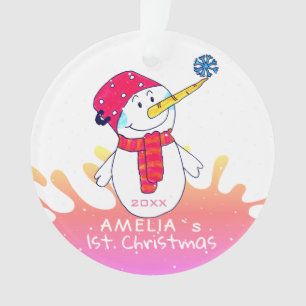 Bonne année Bonhomme de neige Bébé rose son premie