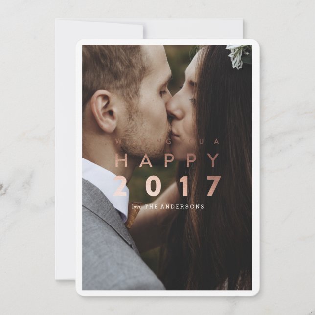 Bonne année ! carte photo de vacances d'or de (Devant)
