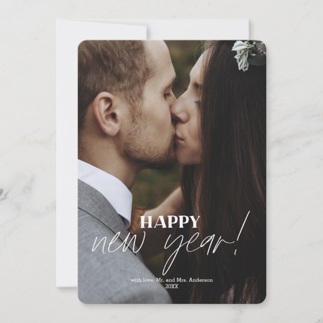 Bonne année ! | Carte photo du Nouvel An WhiteHoli (Devant)