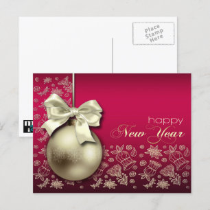 Bonne année. Cartes postales Noël Bauble
