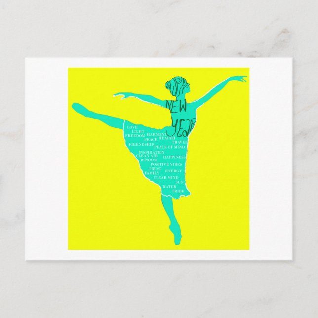Bonne année Danseur de ballet Art Carte postale (Devant)