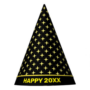 Bonne Année & Étoiles Jaunes sur Chapeau de Fête N