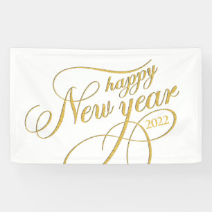 Bonne année Gold & blanc Typographie bannière