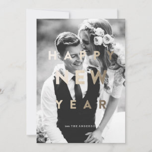 Bonne année ! Jour de l'année Gold Holiday Carte