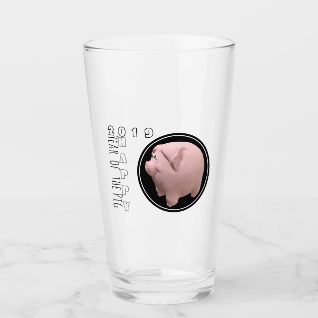 Bonne année PIg 2019 3D verre à boire 1 (Devant)
