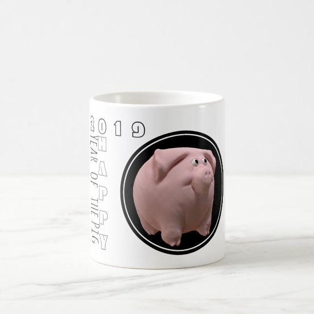 Bonne année PIg 2019 3D White Mug 2 (Centre)
