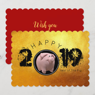Bonne année PIg 2019 Carte Plat 3D originale
