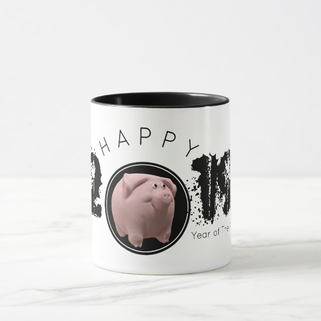 Bonne année PIg grande 2019 Original 3D Mug 2 tons (Centre)