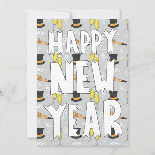 Bonne année Sketchy Invitation