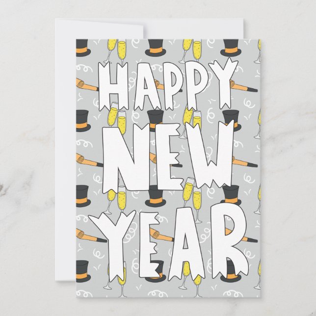 Bonne année Sketchy Invitation (Devant)