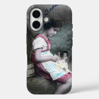Bonne Année Vintage Girl with Dolll