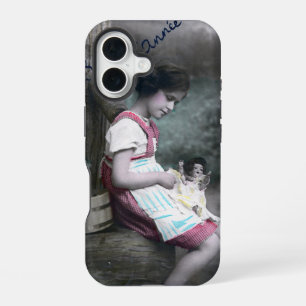 Bonne Année Vintage Girl with Dolll iPhone 16 Case