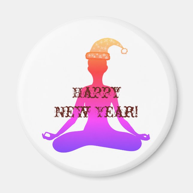 Bonne année Yoga méditation Lady Magnet (Devant)