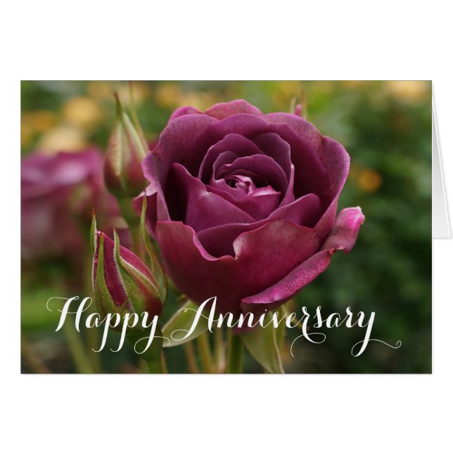 Bonne Anniversaire Burgundy Iceberg Rose #1-2 Cart (Devant horizontal)