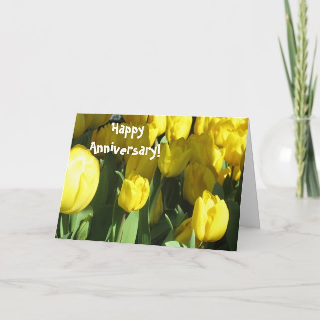 Bonne Anniversaire Carte de voeux de tulipe jaune (Devant)