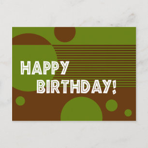 Bonne Anniversaire Dotty Lines Carte Postale (oliv