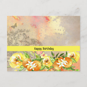 Bonne Anniversaire Oranges et Carte postale Rose