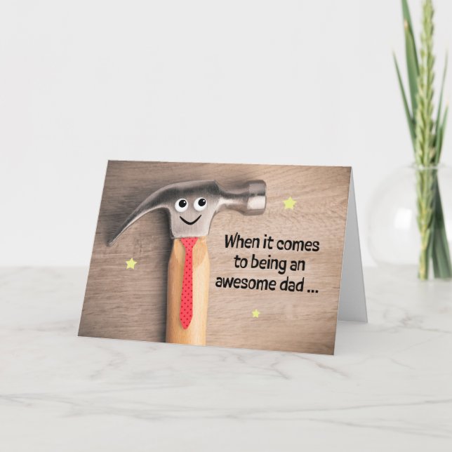 Bonne Anniversaire Papa Funny Hammer Carte de vaca (Devant)