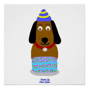Bonne Anniversaire Pup Glossy Poster