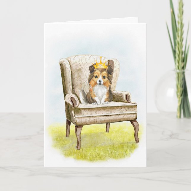 Bonne Anniversaire Sheltie Princess Pup Carte Anni (Devant)