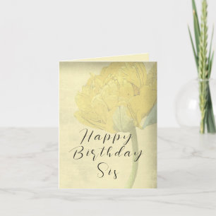 Bonne Anniversaire Sis Carte soeur Tulip Yellow Lo