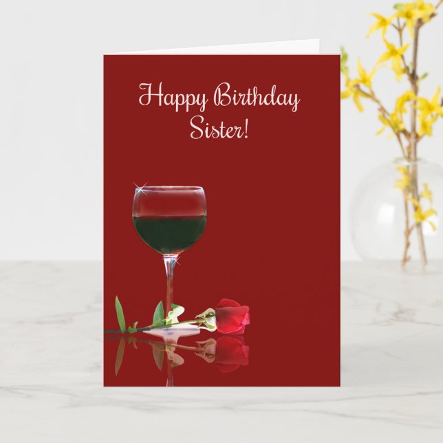 Bonne Anniversaire Soeur Funny Vin Carte à thème (Fleur jaune)