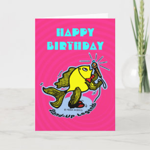 Bonne Anniversaire Stand Up Poisson drôle Carte ro