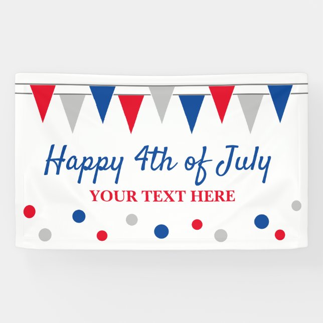 Bonne bannière 4 juillet fête avec drapeaux de cou (Horizontal)