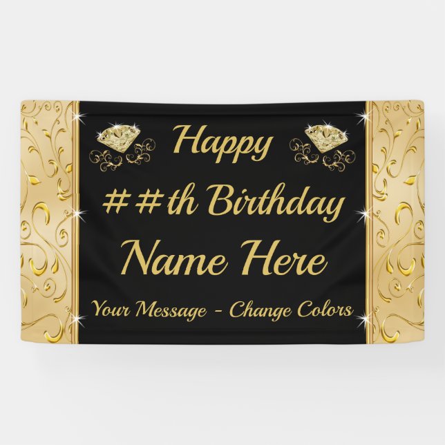 Bonne Bannière d'anniversaire Customisée, TOUTE AN (Horizontal)