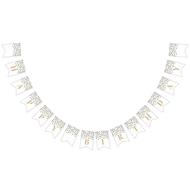 Bonne bannière d'anniversaire Gold Black Confetti (Tout)